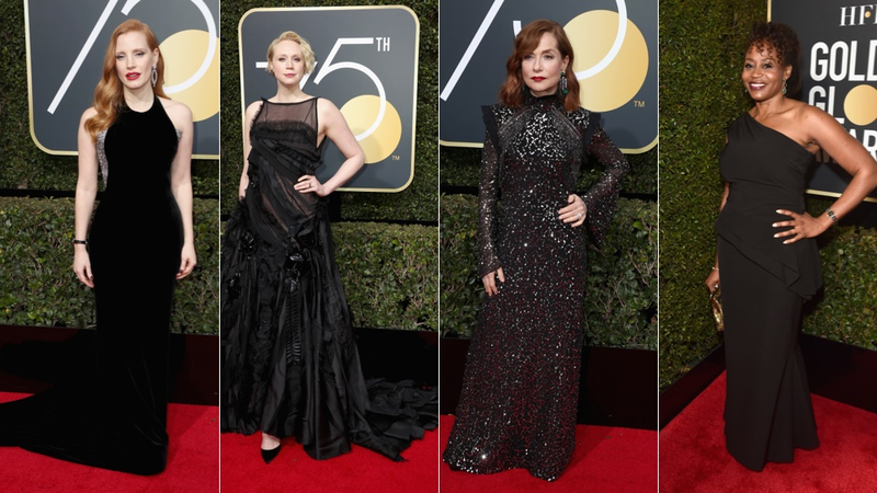 Illustration for article titled Every Look From the Golden Globes Red Carpet, Brought to You by Sexual Harassment and the Color Black